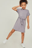 Short Sleeve Tie Front Mini T-Shirt Dress