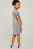 G6118-SLATE Short Sleeve Tie Front Mini T-Shirt Dress Back