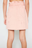 G6139 INDIAN PINK Distressed Paperbag Denim Skirt Back