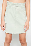 G6139 MINT Distressed Paperbag Denim Skirt Alternate Angle