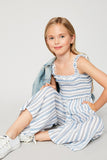 G6152 DUSTY BLUE Striped Palazzo Jumper Sitting