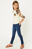 G6159-CREAM Long Sleeve Camo Baseball Tee Full Body