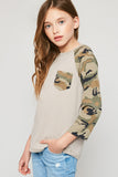 G6159 TAUPE Long Sleeve Camo Baseball Tee Alternate Angle