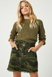 Paperbag Camo Denim Skirt