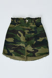 G6171-CAMO Paperbag Camo Denim Skirt Front Flat