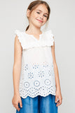 Eyelet Ruffle Sleeveless Top