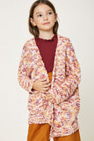 G6278-MAUVE MIX Textured Dolman Sleeve Cardigan Front