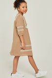 G6551-MOCHA Pom-Pom Peasant Mini Dress Alternate Angle