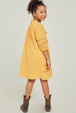 G6551-MUSTARD Pom-Pom Peasant Mini Dress Back