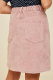 G6582-INDIAN PINK Corduroy Mini Skirt Back