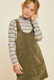 G6675 Olive Girls Button Down Buckle Strap Mini Shift Dress Full Body