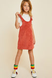 G6675 Rust Girls Button Down Buckle Strap Mini Shift Dress Full Body