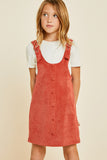 G6675 Rust Girls Button Down Buckle Strap Mini Shift Dress Front