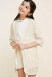 G6740-CREAM Striped Knit Cardigan Alternate Angle