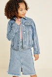 G6907-DENIM Frayed Denim Trucker Jacket Alternate Angle