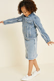 G6907-DENIM Frayed Denim Trucker Jacket Alternate Angle