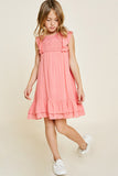 G6913-BUBBLE GUM Lace Dobby Mini A-Line Dress Front