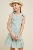 G6929-SEAFOAM Button-Down Mini Swing Dress Front