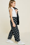 G6945-BLACK Cropped Polka-Dot Palazzo Pants Alternate Angle