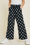 G6945-BLACK Cropped Polka-Dot Palazzo Pants Alternate Angle