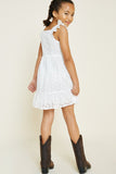 G6977-OFF WHITE Embroidered Eyelet Mini Tunic Back