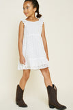 G6977-OFF WHITE Embroidered Eyelet Mini Tunic Alternate Angle