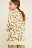 G7300-CREAM Leopard Knit Open Front Cardigan Back