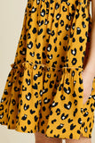 G7306-MUSTARD Leopard Mini Babydoll Dress Detail