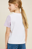 G7311-LAVENDER Contrast Sleeve T-Shirt Back