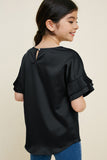 G7431-BLACK Pleated Tier Sleeve Top Back