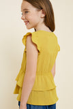 G7496-HONEY Button-Down Tiered Ruffle Hem Top Back