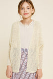 G7624 Blue Girls Semi-Sheer Dolman Sleeve Cardigan Sweater Back