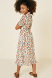 G7636-OFF WHITE MIX Floral Mock Neck Midi Dress Back