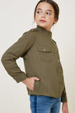 G7877-OLIVE Button-Down Cargo Jacket Alternate Angle