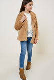 G7897 TAN Faux Fur Coat- Full Body