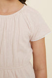 G7912-PINK Lace Trim Peplum Top Front Detail