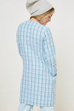 G7956-BLUE Tweed Duster Coat Back