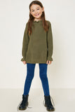 G7992-OLIVE High Neck Ruffle Sweater Alternate Angle