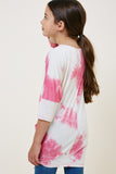 G8016-BERRY Tie Dye Dolman Sleeve T-Shirt Top Back