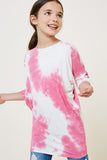 G8016-BERRY Tie Dye Dolman Sleeve T-Shirt Top Alternate Angle