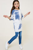 G8016-NAVY Tie Dye Dolman Sleeve T-Shirt Top Full Body