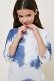 G8016-NAVY Tie Dye Dolman Sleeve T-Shirt Top Alternate Angle