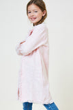 G8080-PINK Frayed Tweed Duster Coat Alternate Angle