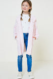 G8080-PINK Frayed Tweed Duster Coat Alternate Angle