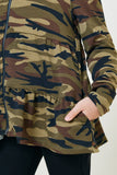 G8096-CAMO Ruffle Camo Hoodie Front Detail