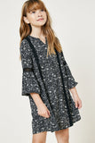 G8102-BLACK-1M.jpg Floral Lace Mini Tunic Dress Front