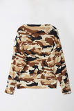 G8161 Taupe Girls Camo Off-Shoulder Zip-Up Knit Top Back Flat