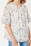 Floral Ruffle Sleeve Blouse