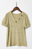 G8249-SAGE Knit V-Neck T-Shirt Front Flat