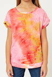 G8266-PINK Tie Dye Tee Front Detail